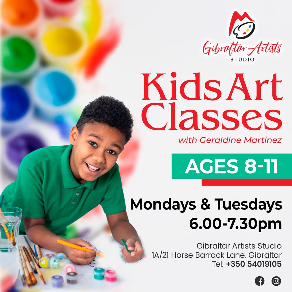 Gibraltar Artists Studio kids classes for ages 8 to 11